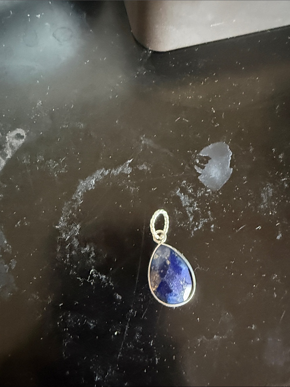 Lapis Teardrop Pendant Necklace - Blue Gemstone